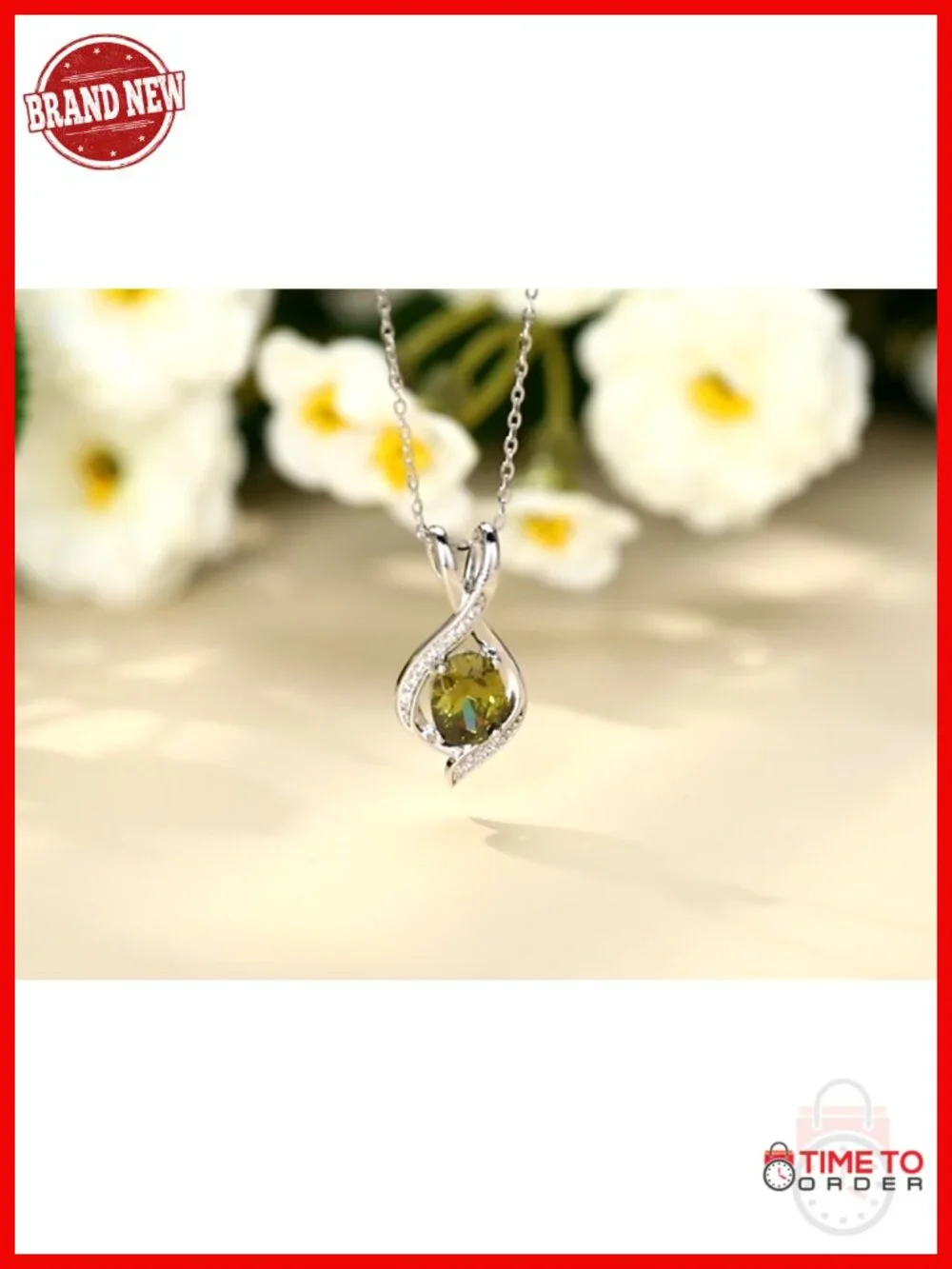 925 Sterling Silver Birthstone Pendant Necklace with Oval Cubic Zirconia Charm